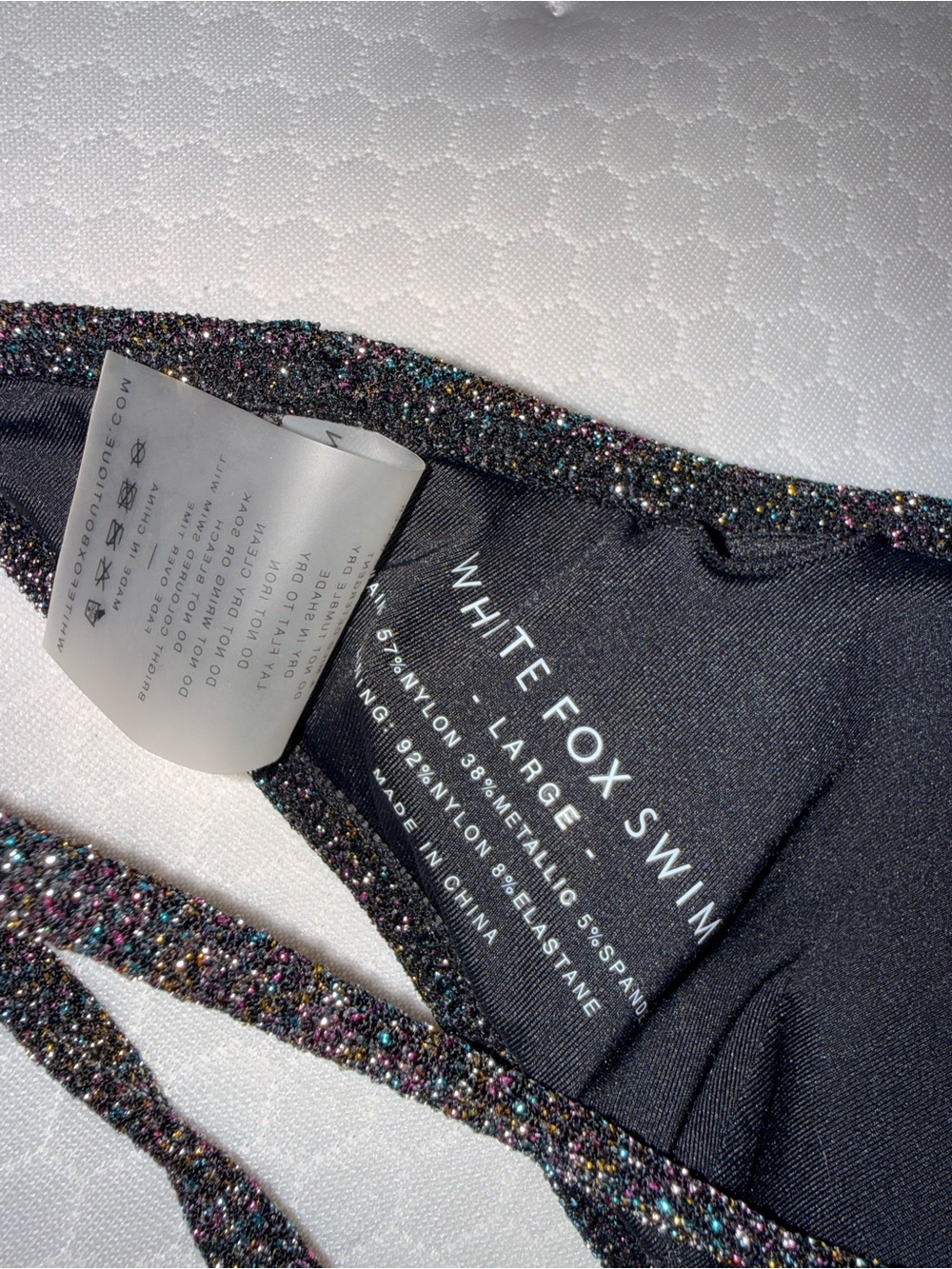 White Fox Boutique Black Shimmer Triangle Bikini Top - Picture 5 of 5